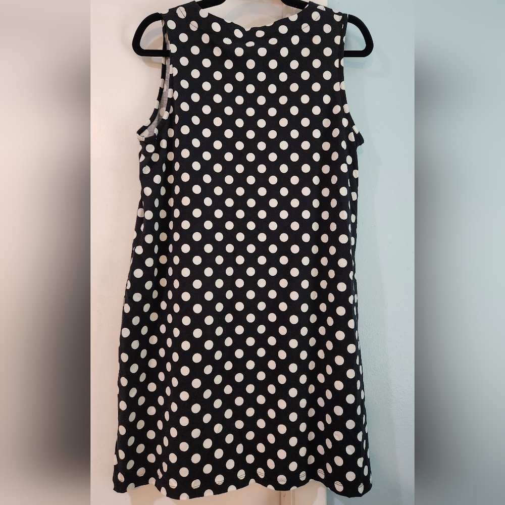 Women's Lands' End Black With White Polka-Dots Cover Up, Size L - Picture 8 of 11